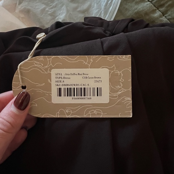 Meshki Oria Chiffon Maxi Dress in Brown - Picture 3 of 3